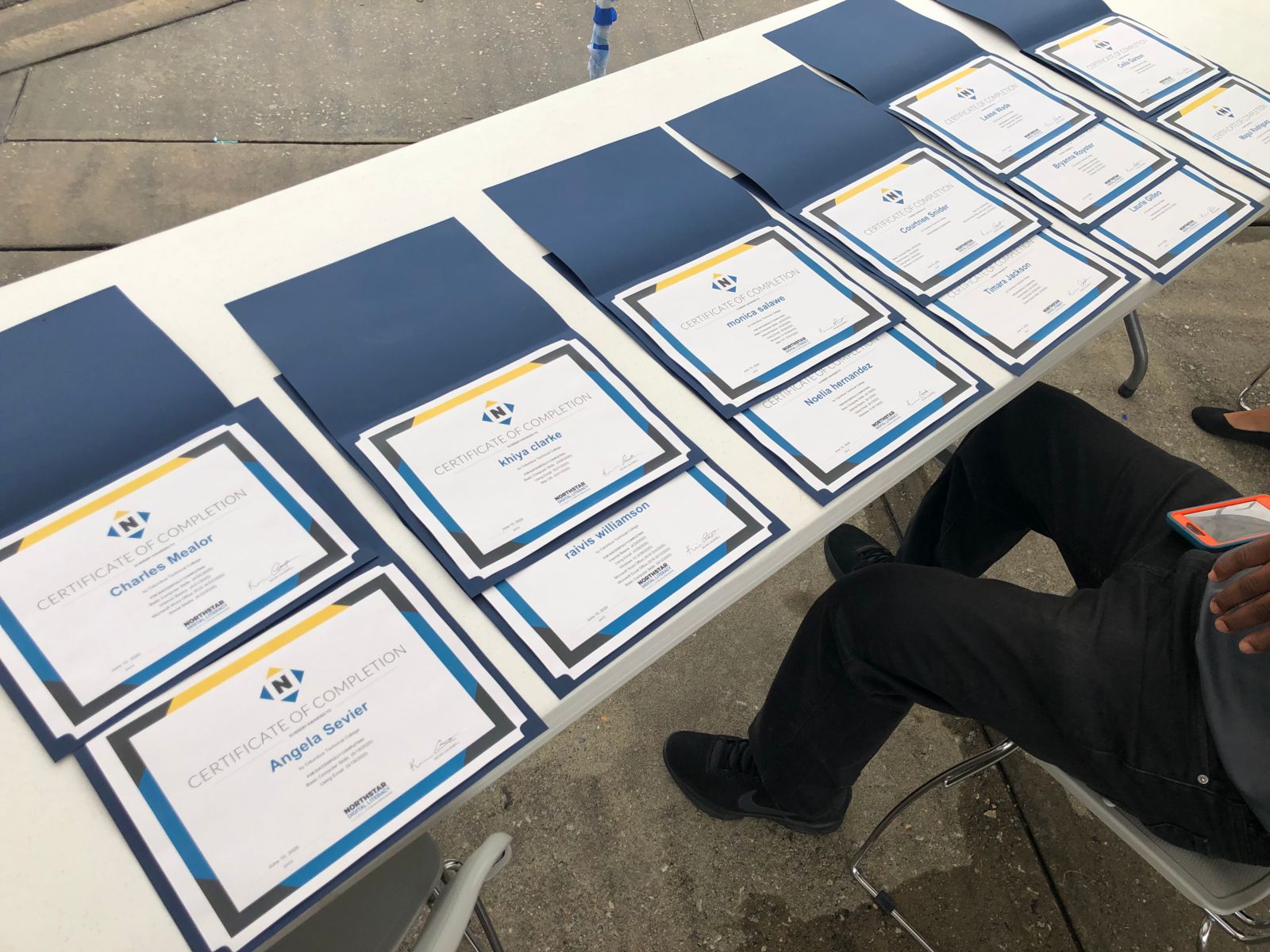 Table full of certificates