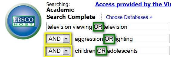 Example of a complex Boolean search in the EBSCO interface